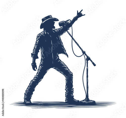 silhouette of band music vocalist – sketch drawing style (artwork 3)
