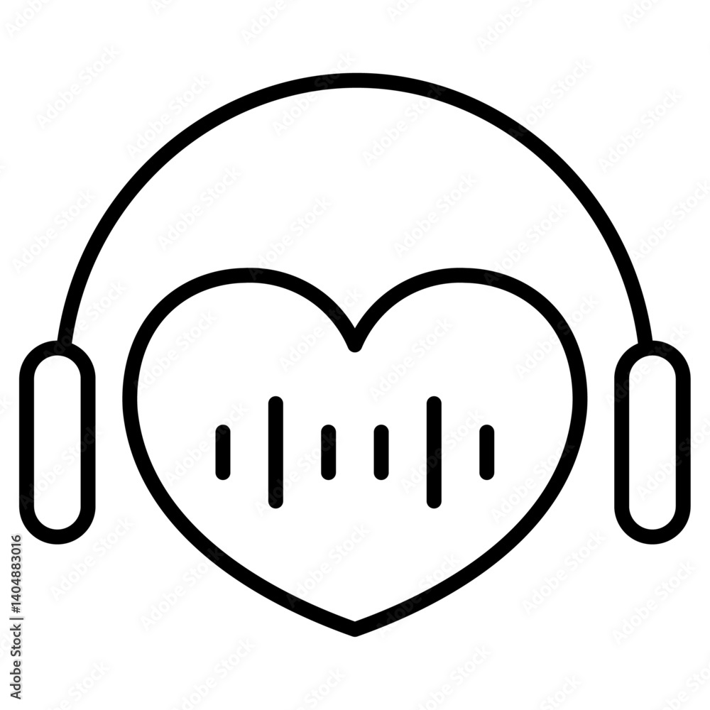 Heard heart note icon Simple outline vector logo Heard heart note icon Simple outline vector logo