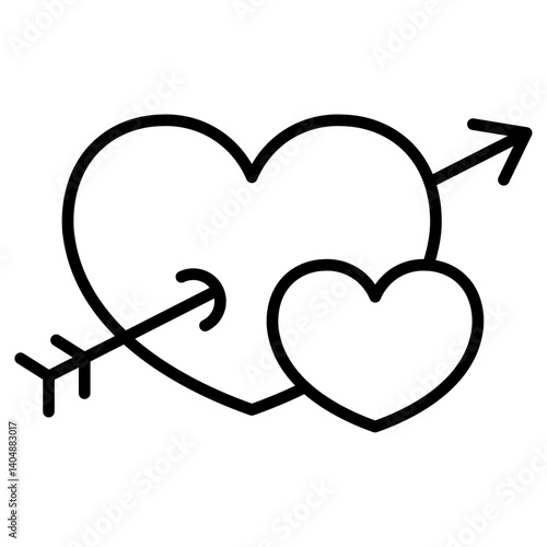 heart and arrow Amour icon Simple outline vector logo