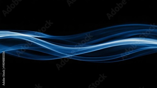 Abstract Blue Energy Waves Flowing Dynamically on a Black Background Create Visual Interest