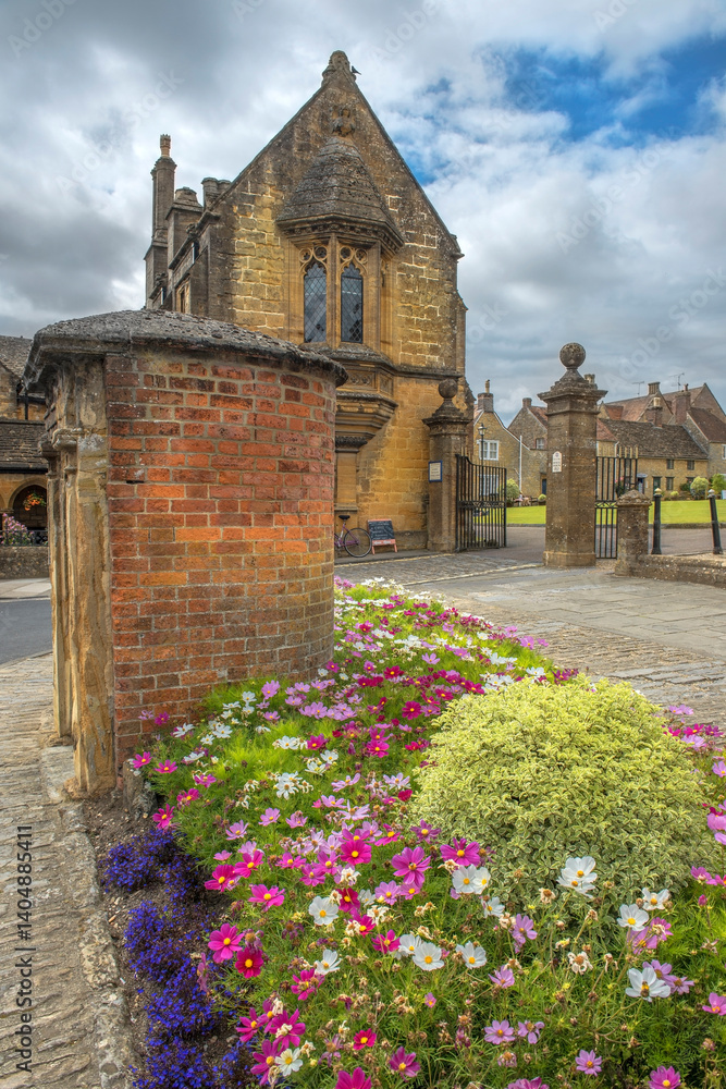 picturesque Almshouse was built in the 15th Century in Sherborne abbey, Dorset, England, UK