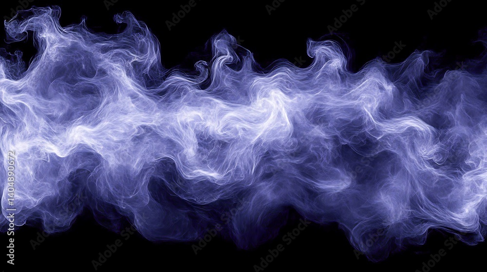 Fototapeta premium Abstract, ethereal smoke plumes against a stark black background.