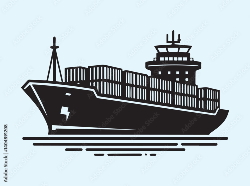 Obraz premium Shipping Vessel Silhouette Vector