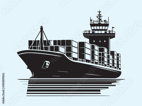 Simple Silhouette of Cargo Ship Profile