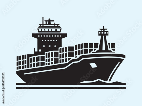 Large Container Ship Silhouette Isolated