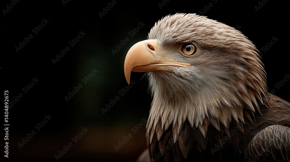 Fototapeta premium Majestic bald eagle portrait against dark background