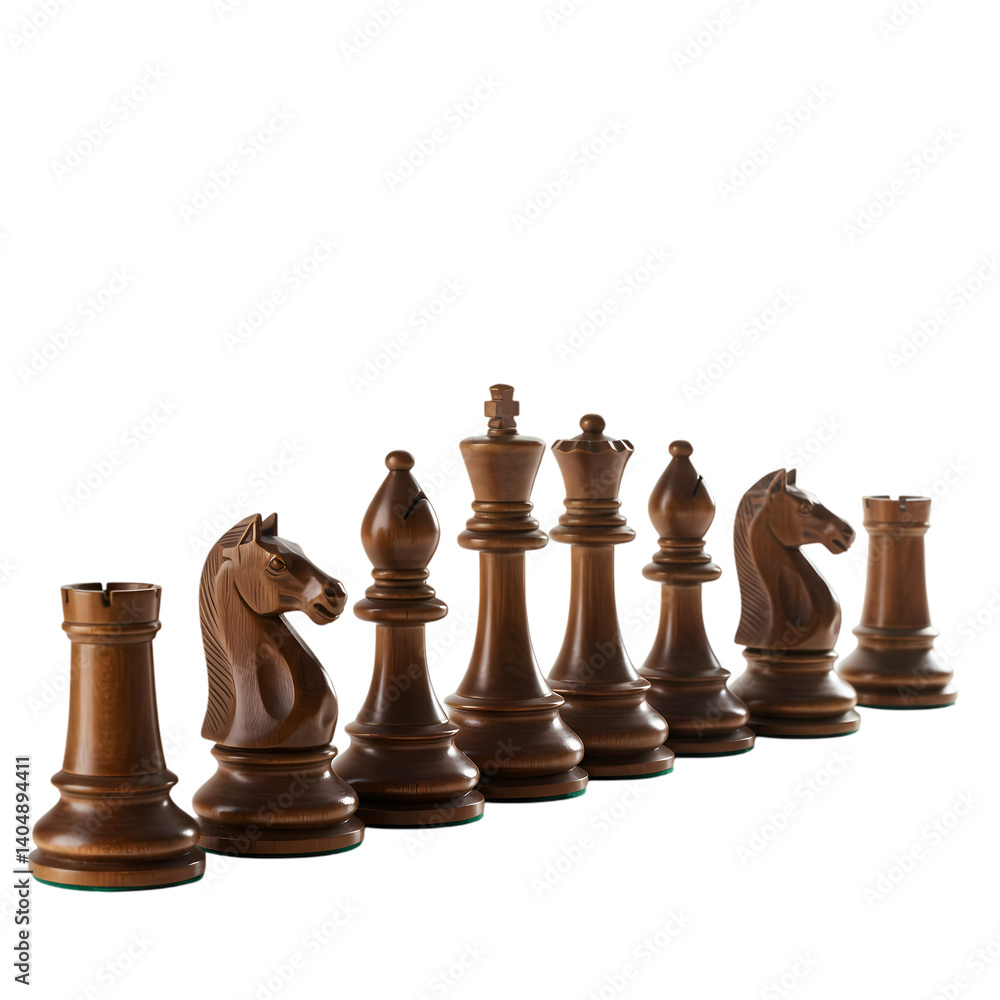 Wooden Chess Pieces on Transparent background Wooden Chess Pieces on Transparent background