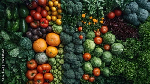 Fototapeta Naklejka Na Ścianę i Meble -  Fresh vibrant vegetables and fruits abundant harvest