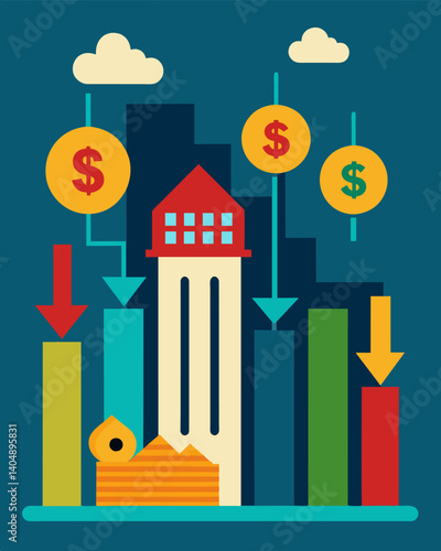 The once highly soughtafter stocks of these companies are now considered a risky investment with their value on a downward spiral.. Vector illustration