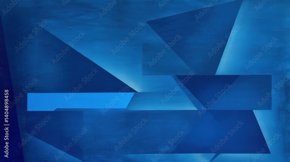 Obraz premium Striking Abstract Blue Background: Triangles and Rectangles Layered in Contemporary Modern Art Design