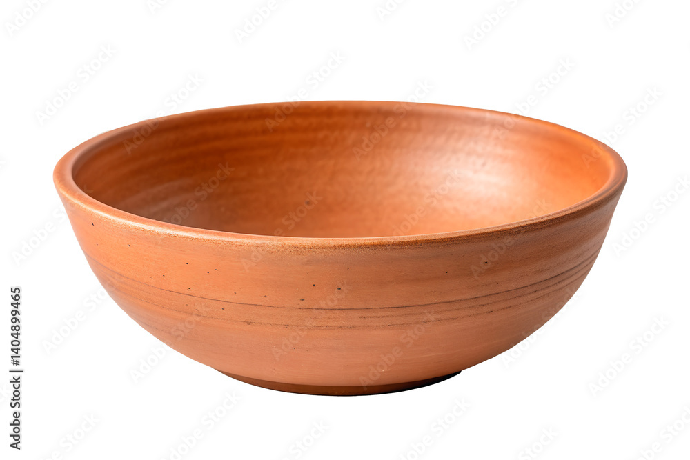 Empty terracotta bowl on a white surface, pottery, rustic bowl, terracotta Empty terracotta bowl on a white surface, pottery, rustic bowl, terracotta