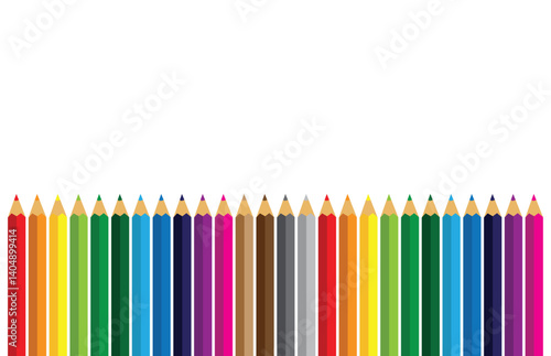 Colour pencils on white background, Back to school,  Vector illustration