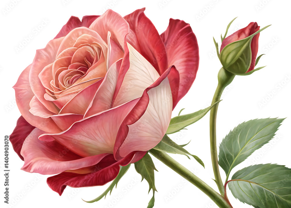 Fototapeta premium red rose isolated on white background