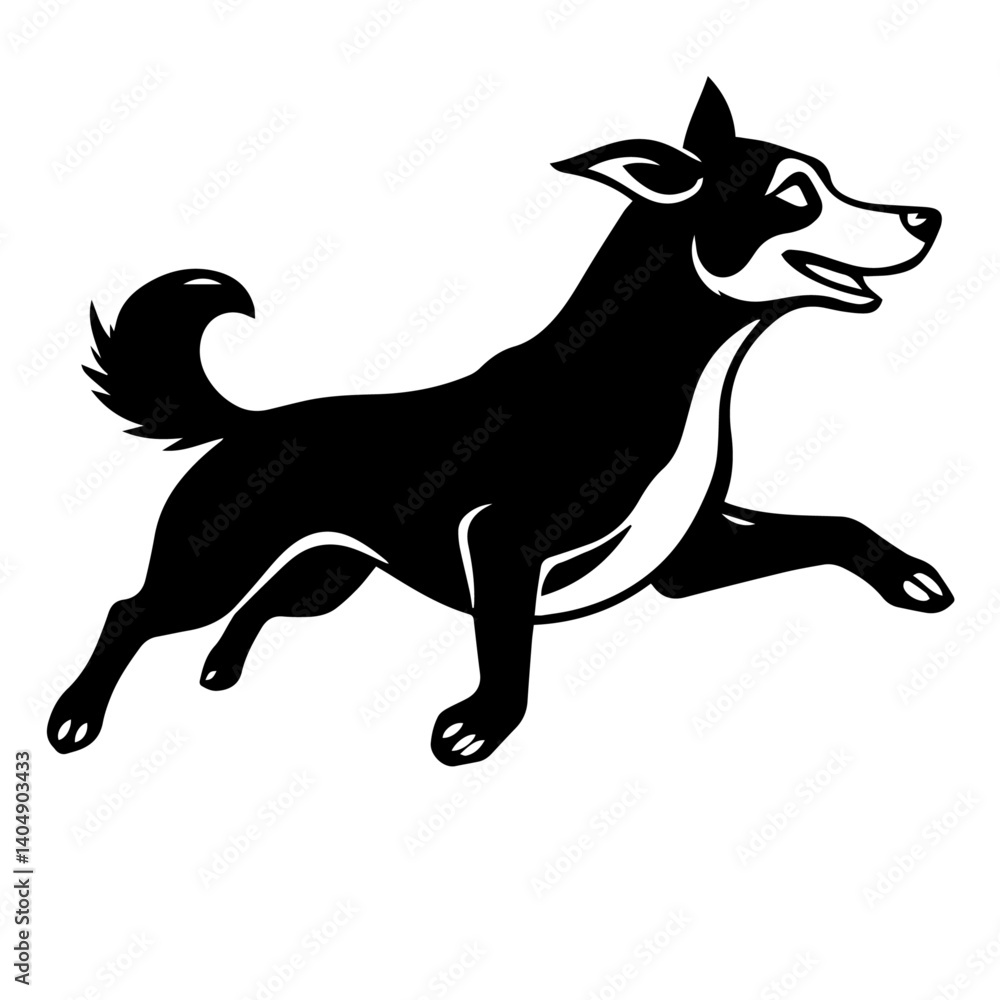 Obraz premium Black and white vector silhouette of a dog on white background 