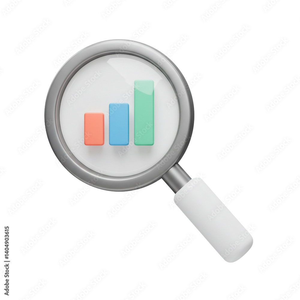3D Magnifying Glass with Bar Graph Data Analysis Business Research Market Trends Investment Scan 3D Magnifying Glass with Bar Graph Data Analysis Business Research Market Trends Investment Scan