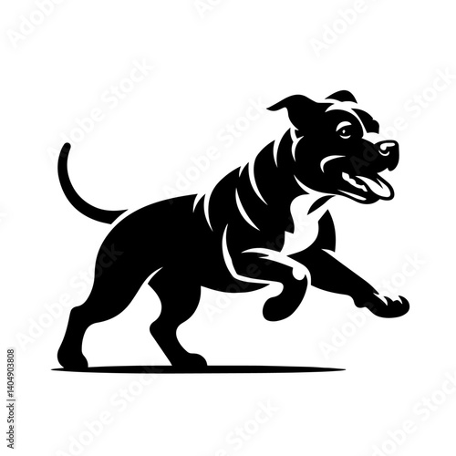Black and white vector silhouette of a dog on white background

