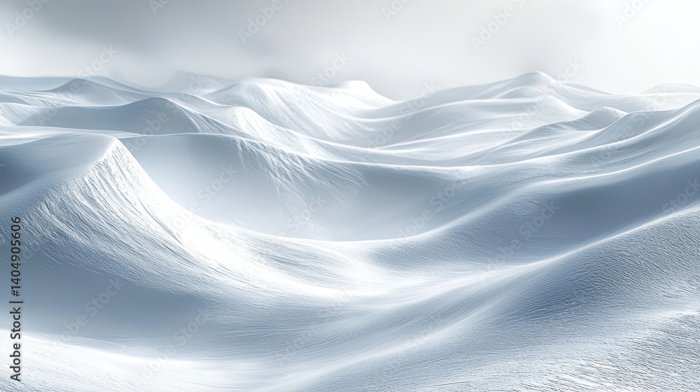 Fototapeta premium Serene Winter Landscape: Snow-Covered Hills Under a Misty Sky