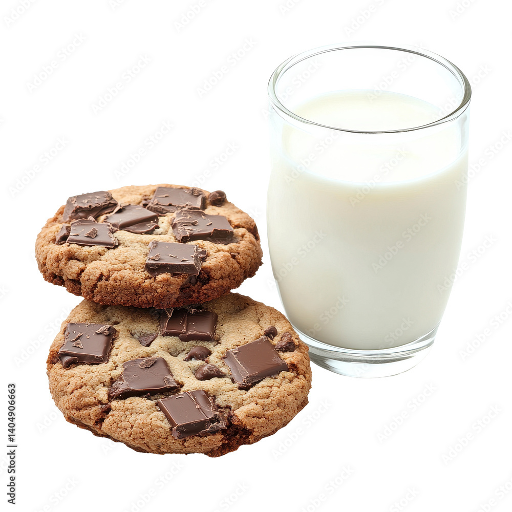 Enjoying milk with delicious chocolate chip cookies on a clean Transparent background, milk and Chocolate cookieisolated on PNG background Enjoying milk with delicious chocolate chip cookies on a clean Transparent background, milk and Chocolate cookieisolated on PNG background