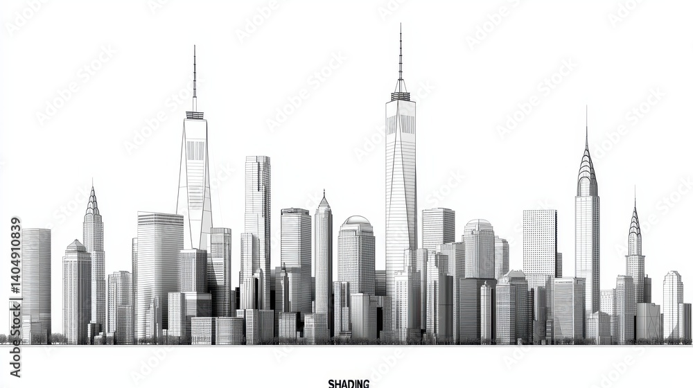 Naklejka premium Urban development and innovation smart city illustration with clean line art icons in a futuristic environment