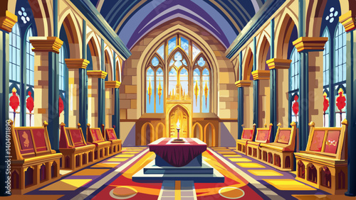The altar in the St Edmundsbury Cathedral in Bury St Edmunds, Suffolk, UK