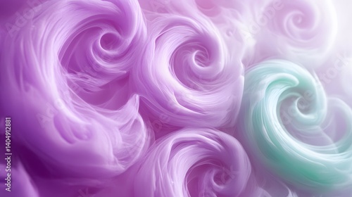 Abstract Swirling Pastel Lavender and Mint Green Fluid Forms