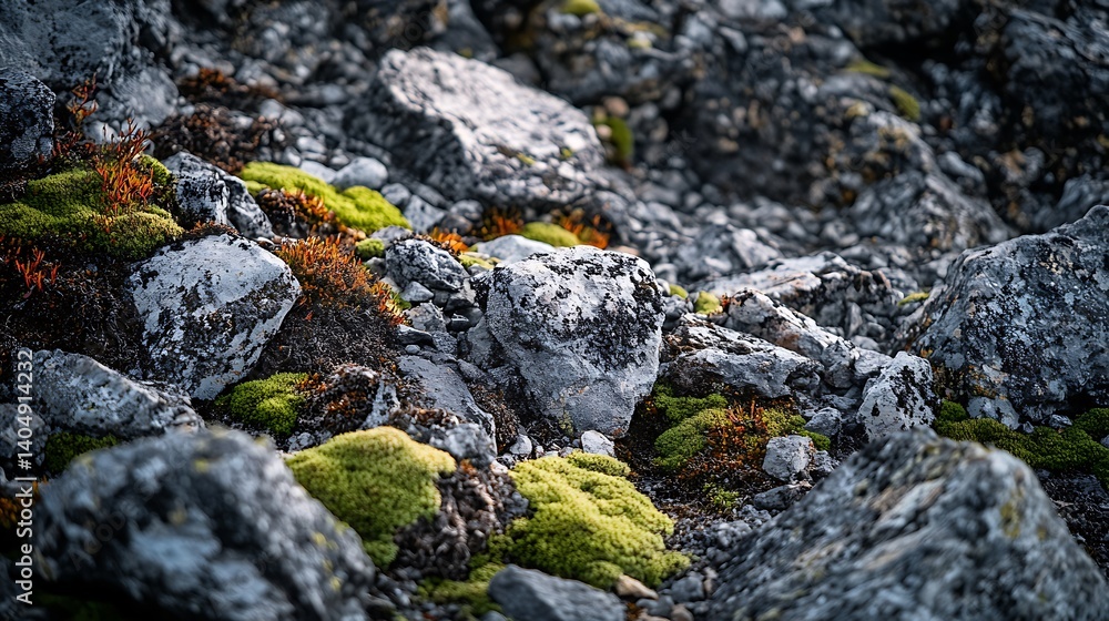 Rocky Terrain with Moss and Lichen Ground Cover Rocky Terrain with Moss and Lichen Ground Cover