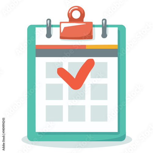 Colorful clipboards with a calendar and checkmark symbolizing organization, planning, productivity, and time management in a modern workspace setting.