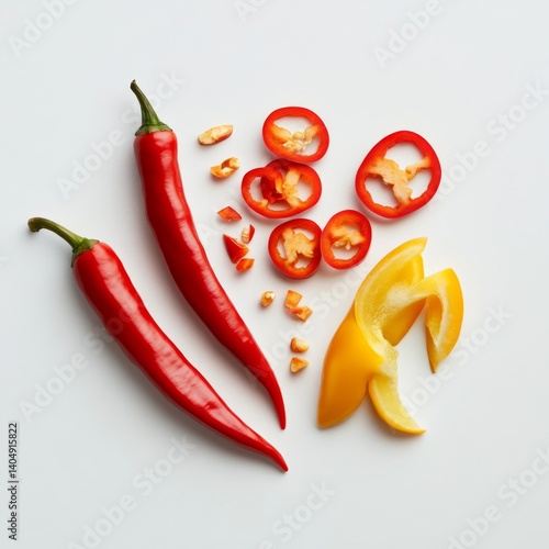 Red pepper cuts & yellow pepper.