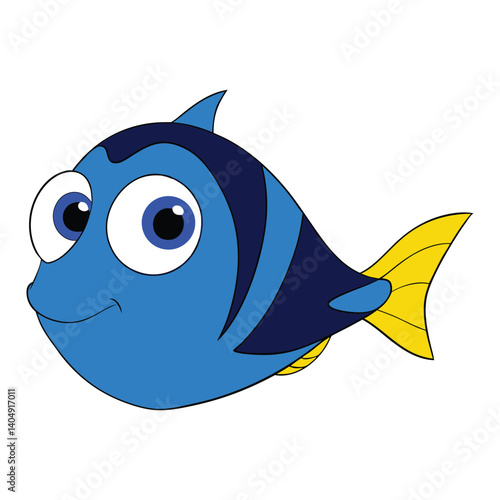  blue tang dory fish on white background.