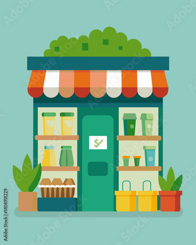 A zero waste grocery store that eliminates singleuse packaging by offering bulk options and reusable containers.. Vector illustration
