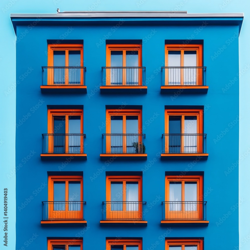 Fototapeta premium Blue and orange building.