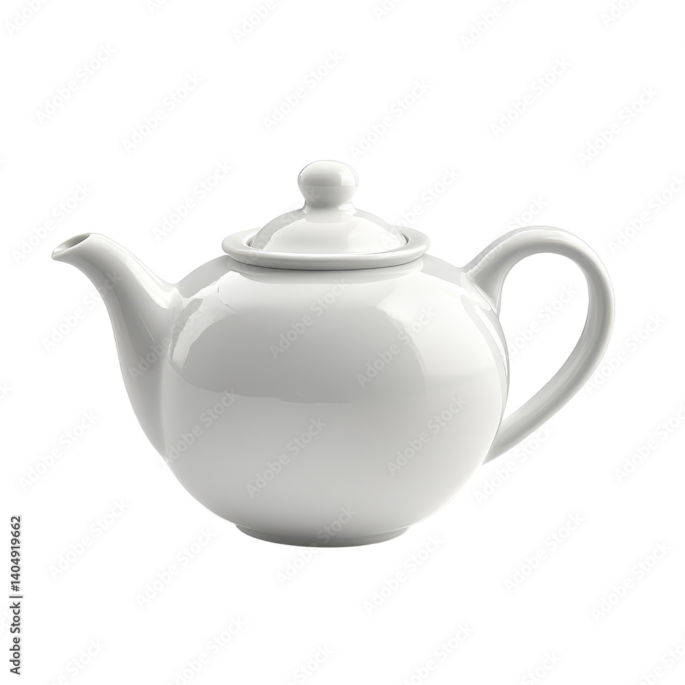 Elegant white ceramic teapot isolated on a bright background perfect for tea lovers, white kitchen ceramic teapot on isolated isolated on Transparent background Elegant white ceramic teapot isolated on a bright background perfect for tea lovers, white kitchen ceramic teapot on isolated isolated on Transparent background
