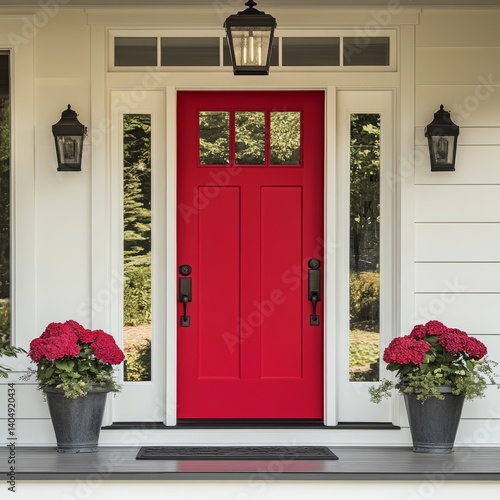 Red door with transom.
