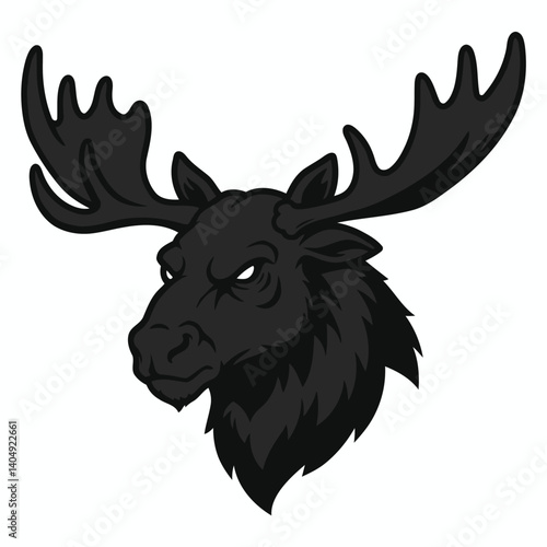 Wallpaper Mural Bold Black Moose Vector - Intimidating Animal Mascot Illustration Torontodigital.ca
