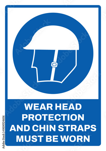 mandatory safety signs v2 uppercase text_wear head protection and chin straps _portrait size a4/a3/a2/a1	
