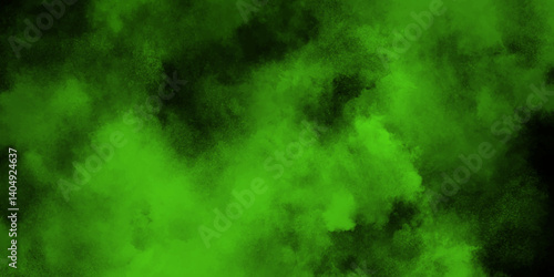 abstract cloud and vapor texture background. Black and Green smoke aquarelle smudge illustration smooth grungy smokey light green colors ink glow. green color powder explosion	