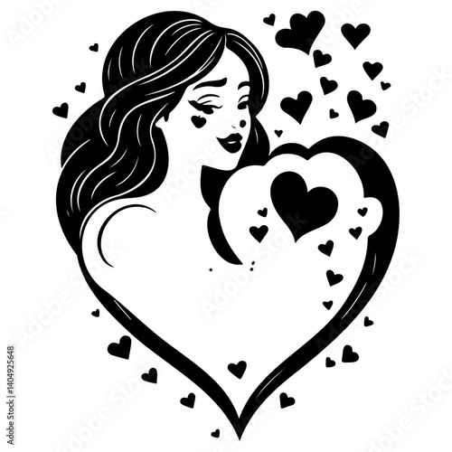 Heartfelt Reverie: A Monochromatic Valentine Portrait