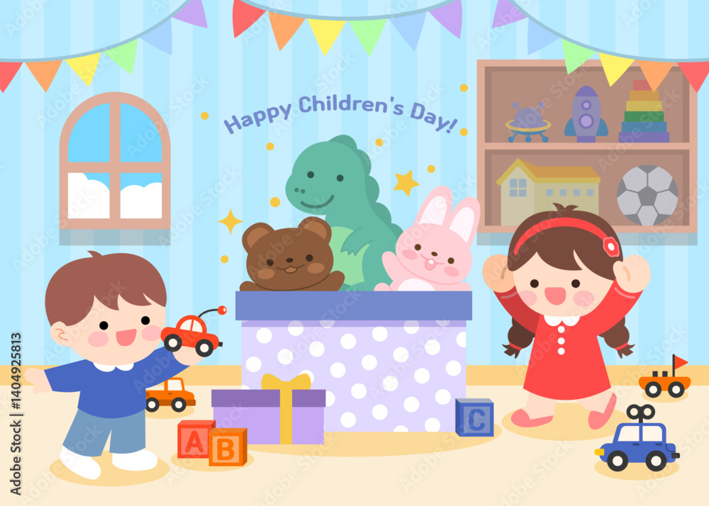 Fototapeta premium 남자아이방 일러스트