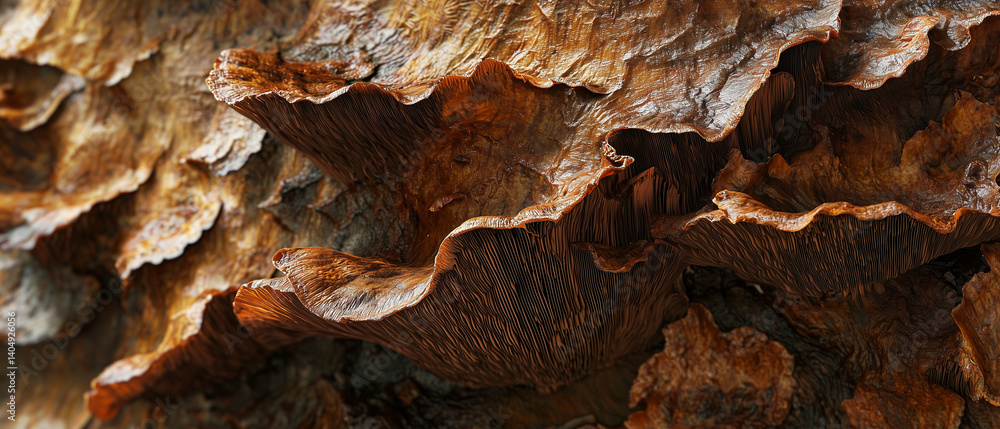 A macro image focusing on the unique texture of a mushroom's surface A macro image focusing on the unique texture of a mushroom's surface