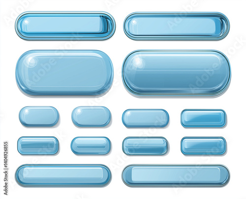 Wallpaper Mural A collection of blue buttons placed on a clean white background Torontodigital.ca