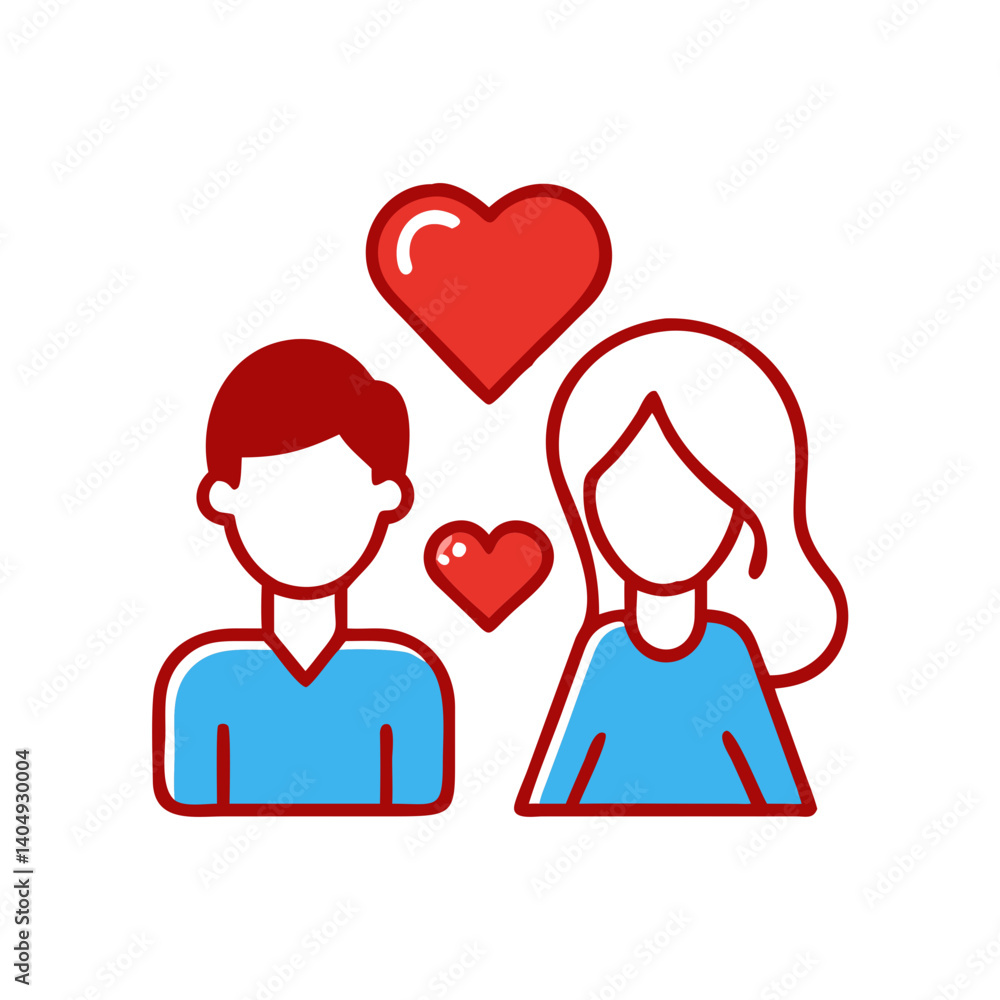 Couple in love with hearts symbolizing affection Couple in love with hearts symbolizing affection