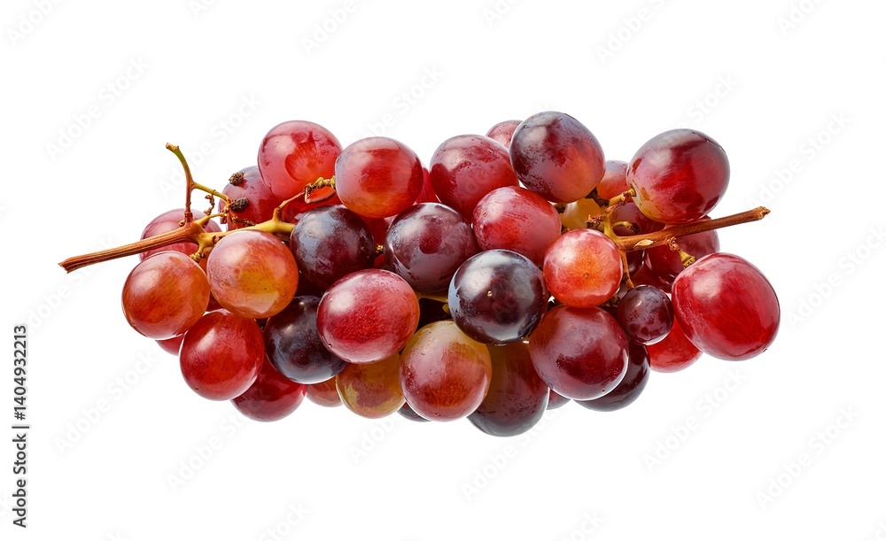 Fototapeta premium Closeup red seedless grapes isolated on white background