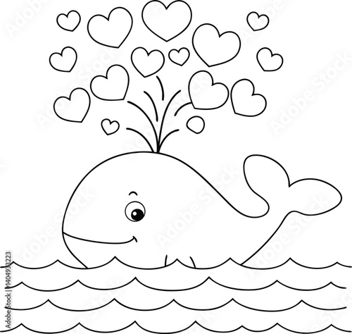  whale spouting hearts for coloring book