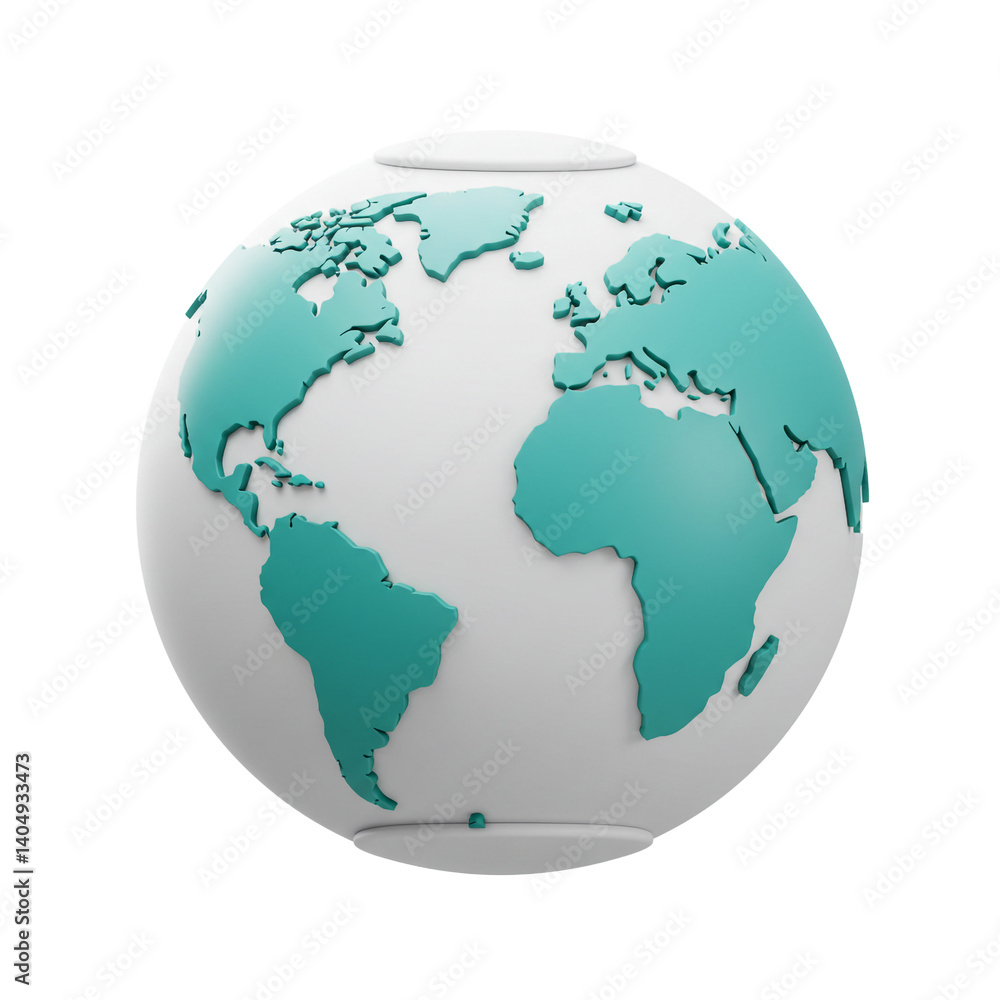 Fototapeta premium 3D Detailed Earth Globe World Geography Cartography Planet Travel Global View Educational Resource