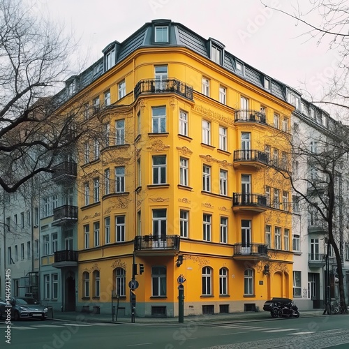 Obraz na płótnie Berlin's yellow corner building. w salonie