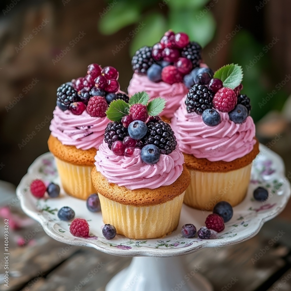 Cakes containing berries.
