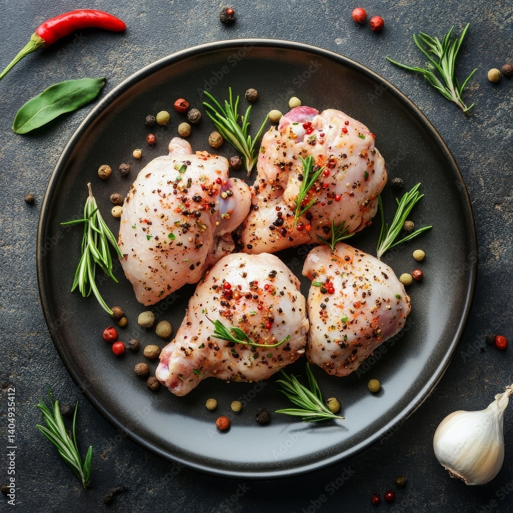 Spiced chicken on a plate.