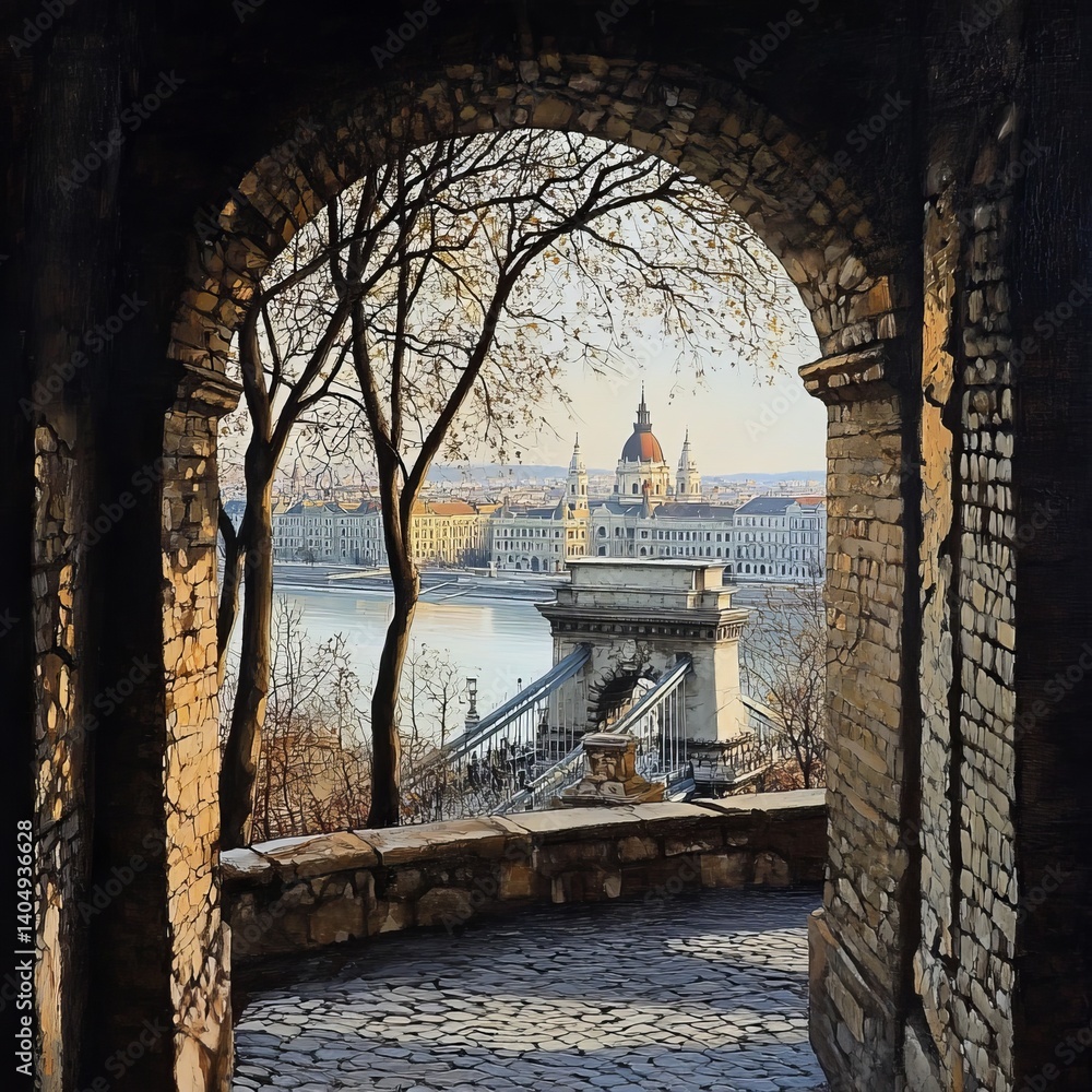 Buda Castle vista: Budapest landmarks.