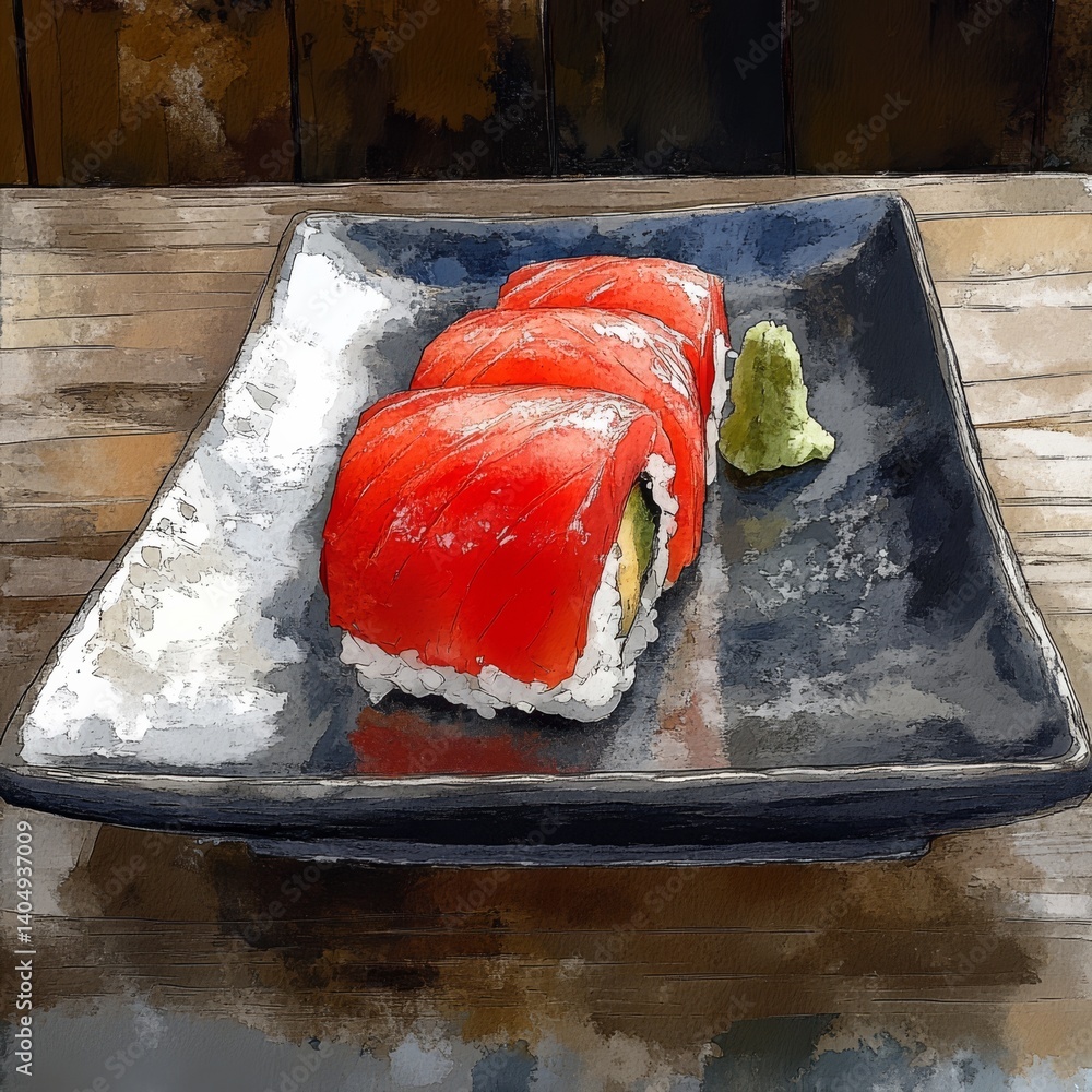 Japanese restaurant's tuna sushi.
