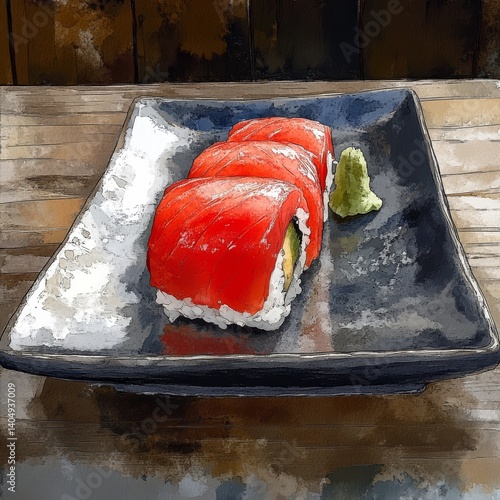 Obraz na płótnie Japanese restaurant's tuna sushi. w salonie